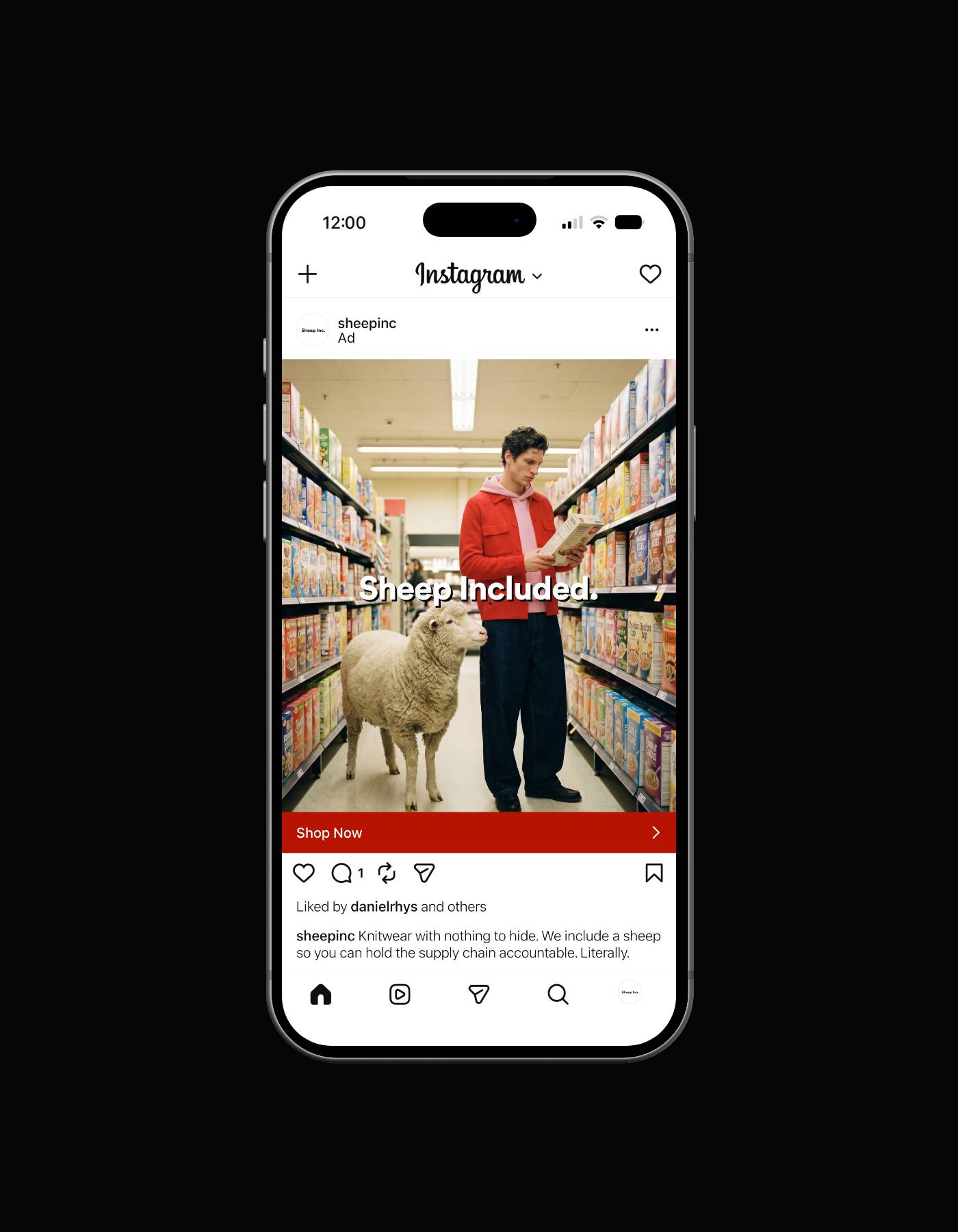 Sheep Included — Instagram paid ad, driving